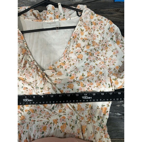 Auguste Womens Dress 8 Wrap Dress Floral Flutter Sleeve Empire Waist Swiss Dot - Picture 10 of 15